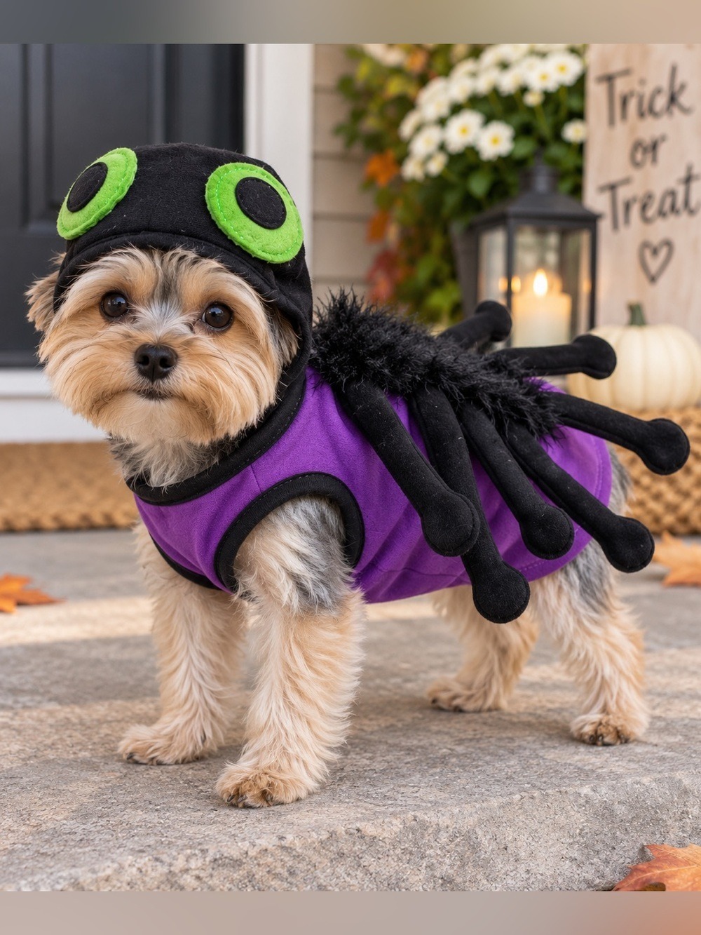 🕷️ Small Dog Spider Halloween Costume Purple Black | Approx. 8 lb Dog